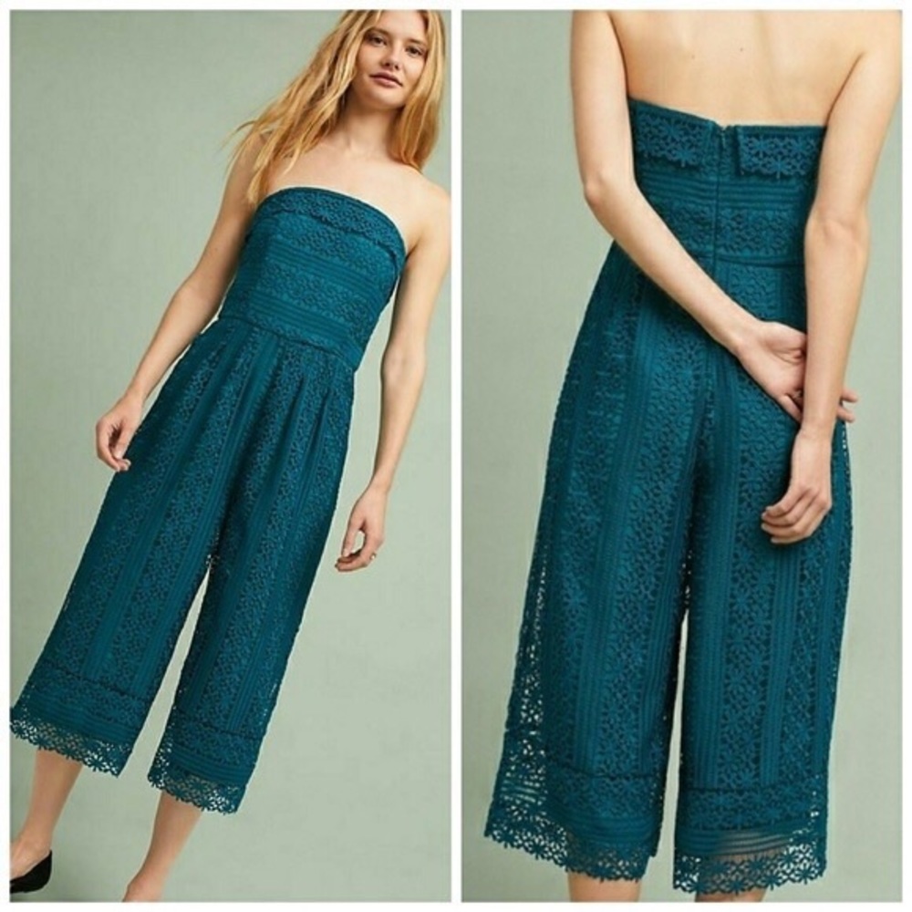 Emerald green strapless jumpsuit